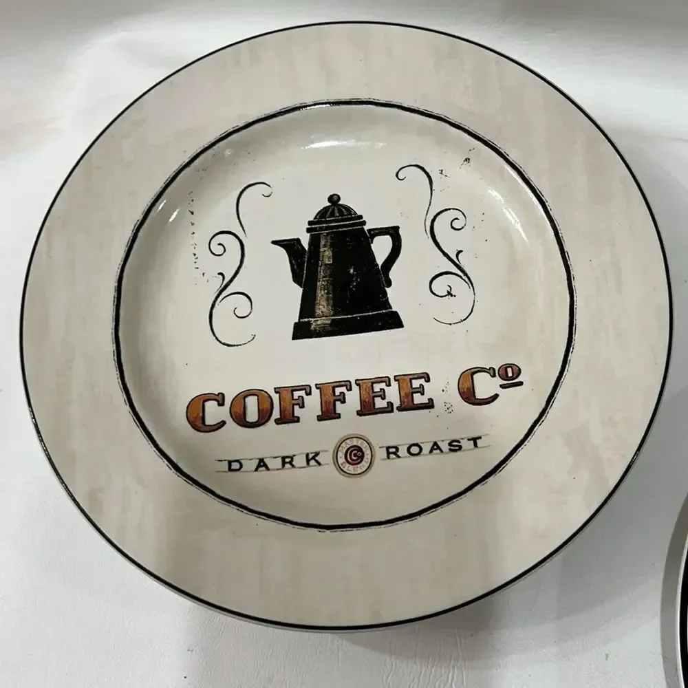 Sakura Coffee Break Plates set 4 Paris Cafe New York Caffe Expresso 8 In Round